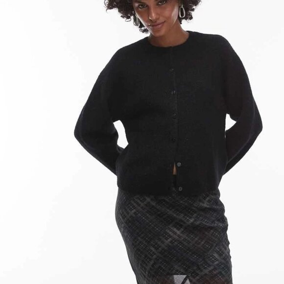 & Other Stories Atelier Alpaca Wool Blend Button Front Cardigan Black SMALL NWT - Picture 1 of 15